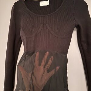 ASOS Black Sheer Panel Long Sleeve Body